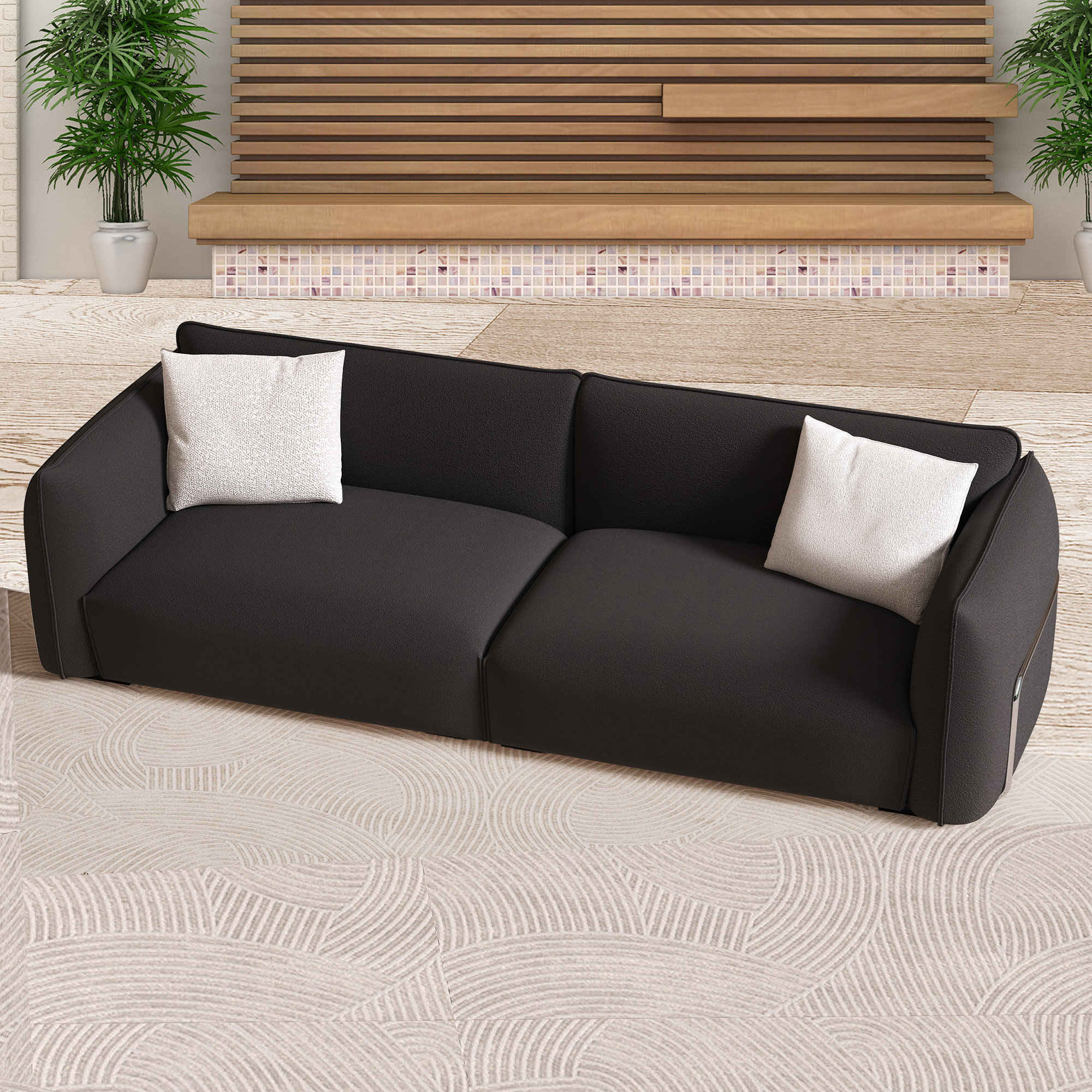 Orren Ellis Ismahan 98.5'' Ultra-Modern Standard Upholstered